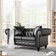 Black pu leather upholstery loveseat sofa deep button tufted by La Spezia additional picture 17