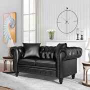 Black pu leather upholstery loveseat sofa deep button tufted by La Spezia additional picture 18
