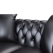 Black pu leather upholstery loveseat sofa deep button tufted by La Spezia additional picture 3