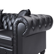 Black pu leather upholstery loveseat sofa deep button tufted by La Spezia additional picture 4