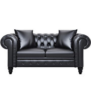 Black pu leather upholstery loveseat sofa deep button tufted by La Spezia additional picture 6