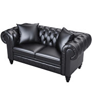 Black pu leather upholstery loveseat sofa deep button tufted by La Spezia additional picture 8