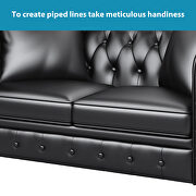 Black pu leather upholstery loveseat sofa deep button tufted by La Spezia additional picture 9