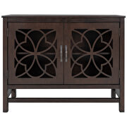 Brown wood accent buffet sideboard storage cabinet with doors and adjustable shelf by La Spezia additional picture 2