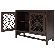 Brown wood accent buffet sideboard storage cabinet with doors and adjustable shelf by La Spezia additional picture 10