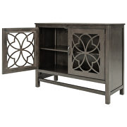 Gray wood accent buffet sideboard storage cabinet with doors and adjustable shelf additional photo 2 of 12