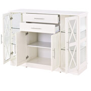 Tempered glass large storage space adjustable shelves buffet in white by La Spezia additional picture 6