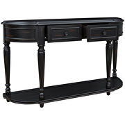 Black retro circular curved design console table with open style shelf by La Spezia additional picture 5