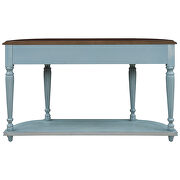 Cherry/ antique blue retro circular curved design console table with open style shelf by La Spezia additional picture 11