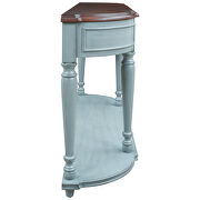 Cherry/ antique blue retro circular curved design console table with open style shelf by La Spezia additional picture 14