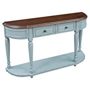 Cherry/ antique blue retro circular curved design console table with open style shelf by La Spezia additional picture 4