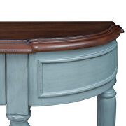 Cherry/ antique blue retro circular curved design console table with open style shelf by La Spezia additional picture 7