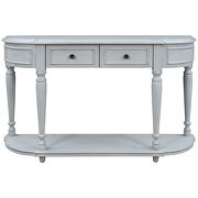 Gray wash retro circular curved design console table with open style shelf by La Spezia additional picture 2