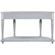 Gray wash retro circular curved design console table with open style shelf by La Spezia additional picture 11