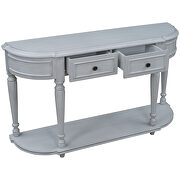 Gray wash retro circular curved design console table with open style shelf by La Spezia additional picture 12