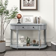 Gray wash retro circular curved design console table with open style shelf by La Spezia additional picture 16