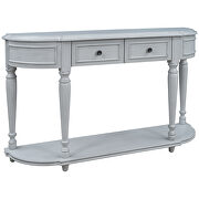 Gray wash retro circular curved design console table with open style shelf by La Spezia additional picture 3