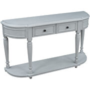Gray wash retro circular curved design console table with open style shelf by La Spezia additional picture 4