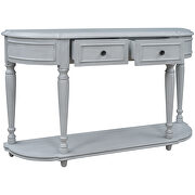 Gray wash retro circular curved design console table with open style shelf by La Spezia additional picture 5