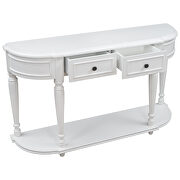 Antique white retro circular curved design console table with open style shelf by La Spezia additional picture 15