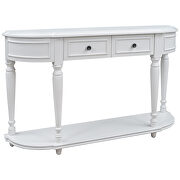 Antique white retro circular curved design console table with open style shelf additional photo 3 of 15