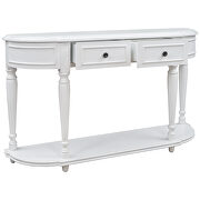 Antique white retro circular curved design console table with open style shelf additional photo 4 of 15