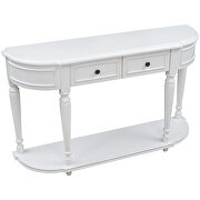 Antique white retro circular curved design console table with open style shelf additional photo 5 of 15