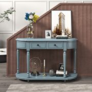 Navy retro circular curved design console table with open style shelf by La Spezia additional picture 16