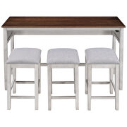 Cherry top/ distressed white body 4-piece counter height table set with socket and leather padded stools by La Spezia additional picture 14
