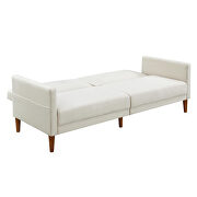 Beige velvet upholstered modern convertible folding futon sofa bed by La Spezia additional picture 14