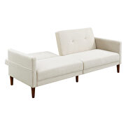 Beige velvet upholstered modern convertible folding futon sofa bed by La Spezia additional picture 16