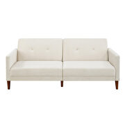 Beige velvet upholstered modern convertible folding futon sofa bed by La Spezia additional picture 7