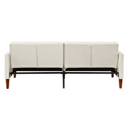 Beige velvet upholstered modern convertible folding futon sofa bed by La Spezia additional picture 8