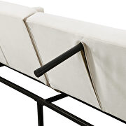 Beige velvet upholstered modern convertible folding futon sofa bed by La Spezia additional picture 9