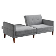 Gray velvet upholstered modern convertible folding futon sofa bed by La Spezia additional picture 11