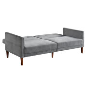 Gray velvet upholstered modern convertible folding futon sofa bed by La Spezia additional picture 13
