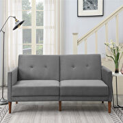 Gray velvet upholstered modern convertible folding futon sofa bed by La Spezia additional picture 16