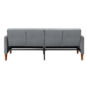 Gray velvet upholstered modern convertible folding futon sofa bed additional photo 3 of 16