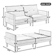 Gray velvet upholstered modern convertible folding futon sofa bed additional photo 4 of 16
