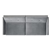 Gray velvet upholstered modern convertible folding futon sofa bed by La Spezia additional picture 7