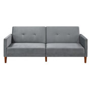 Gray velvet upholstered modern convertible folding futon sofa bed by La Spezia additional picture 8