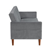 Gray velvet upholstered modern convertible folding futon sofa bed by La Spezia additional picture 9