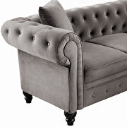 Deep button tufted gray velvet chesterfield loveseat additional photo 2 of 12