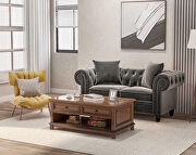 Deep button tufted gray velvet chesterfield loveseat by La Spezia additional picture 12