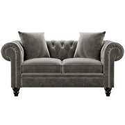 Deep button tufted gray velvet chesterfield loveseat by La Spezia additional picture 6
