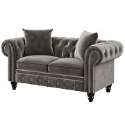 Deep button tufted gray velvet chesterfield loveseat by La Spezia additional picture 9