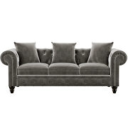 Deep button tufted gray velvet chesterfield sofa additional photo 3 of 13
