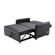 Black pu leather convertible sleeper bed with dual usb ports by La Spezia additional picture 7