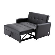 Black pu leather convertible sleeper bed with dual usb ports by La Spezia additional picture 8