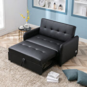 Black pu leather convertible sleeper bed with dual usb ports by La Spezia additional picture 10